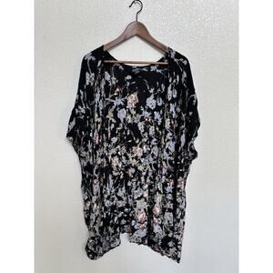 NEW Angie open floral coverup wrap black boho women's M hippie beachy relaxed